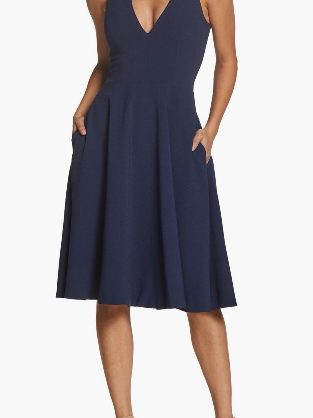 Dress the Population Catalina Fit & Flare Cocktail Dress - Midnight Blue